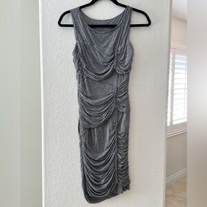BCBGMAXAZRIA DRESSED GRAY MINI DRESS, SIZE SMALL